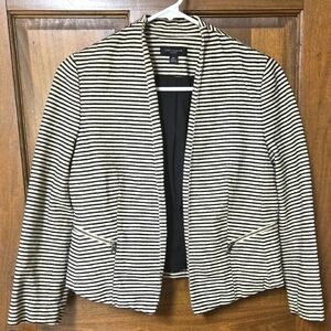 Ann Taylor Striped Blazer With Zipper Pockets, 8P (PTP=17")